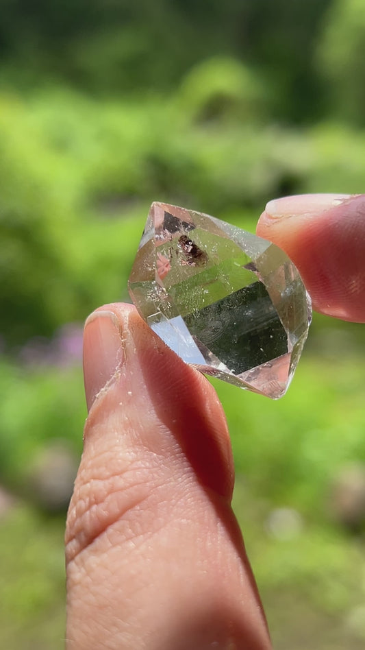 GEM CRYSTAL WITH INTERNAL MIDNIGHT HERKIMER CRYSTAL