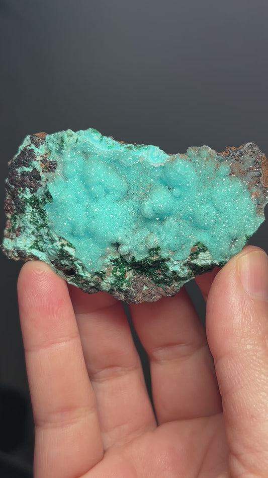 QUARTZ COVERED CHRYSOCOLLA WITH KOLWEZITE